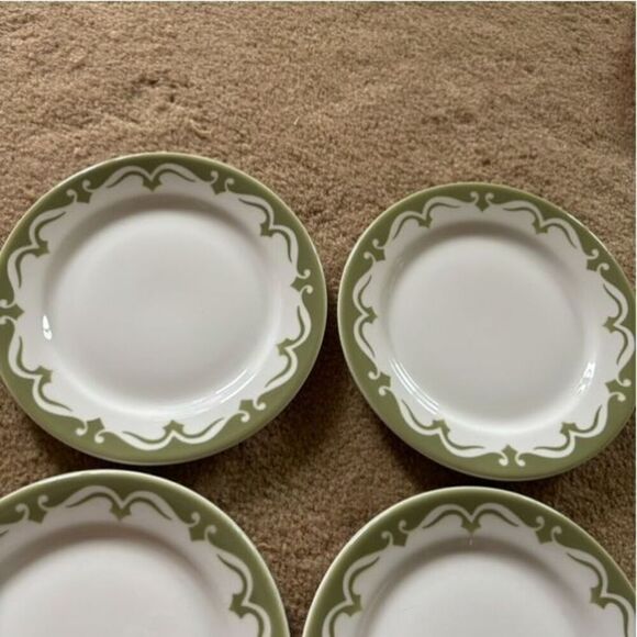 4 Jackson China Vintage Green & White 7” Plates - Picture 2 of 7